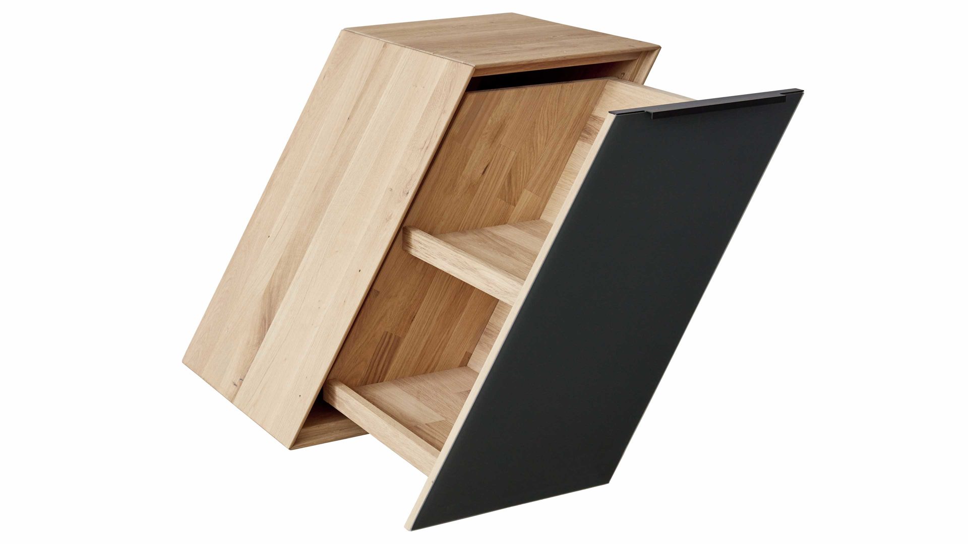 Wohnwand Decker aus Holz in Holzfarben Wohnkombination biancofarbene Asteiche – fünfteilig, Breite ca. 344 cm