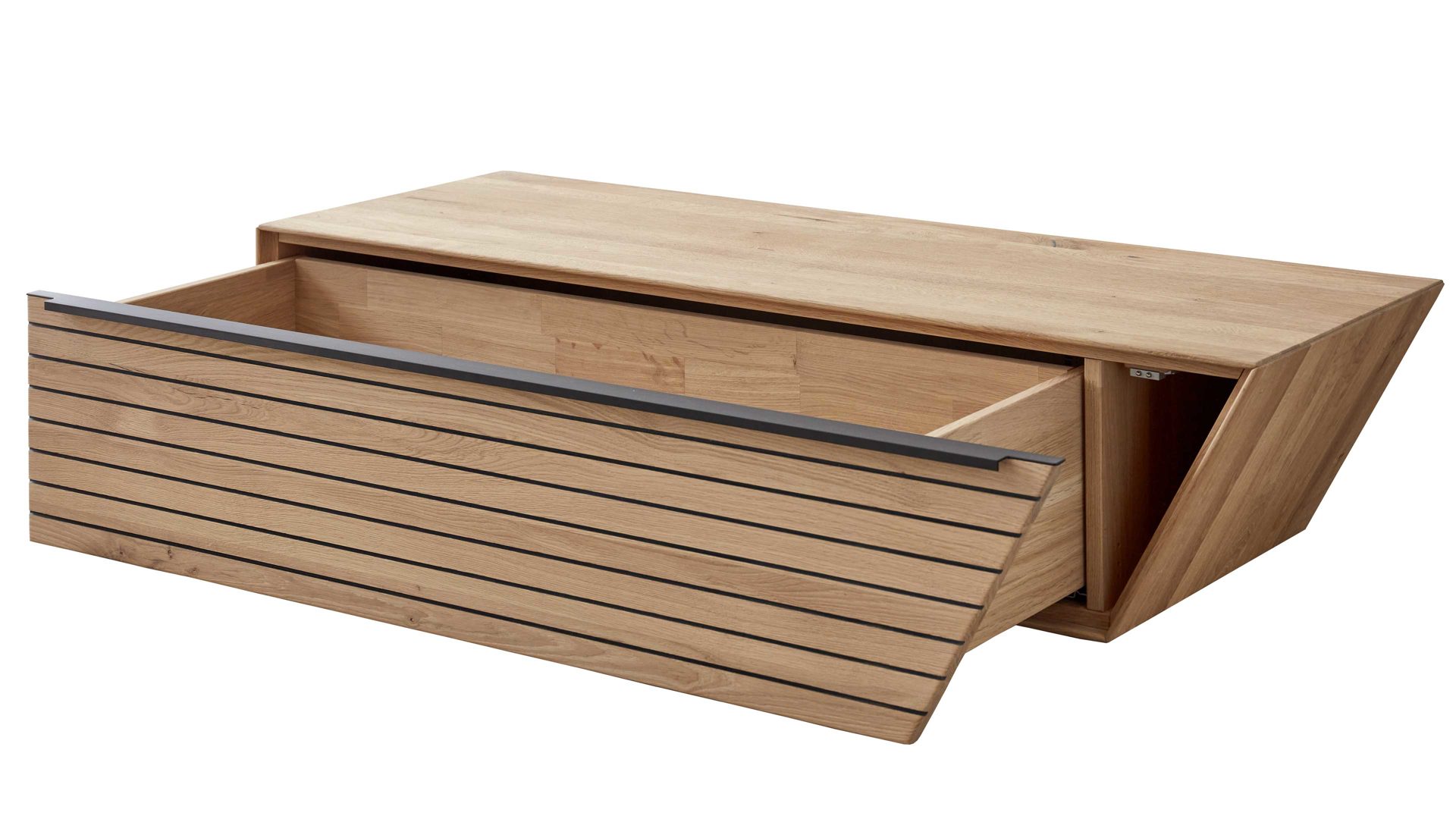 Wohnwand Decker aus Holz in Holzfarben Wohnkombination biancofarbene Asteiche – fünfteilig, Breite ca. 344 cm