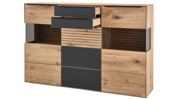 Highboard Decker aus Holz in Holzfarben Highboard biancofarbene Asteiche – Breite ca. 182 cm