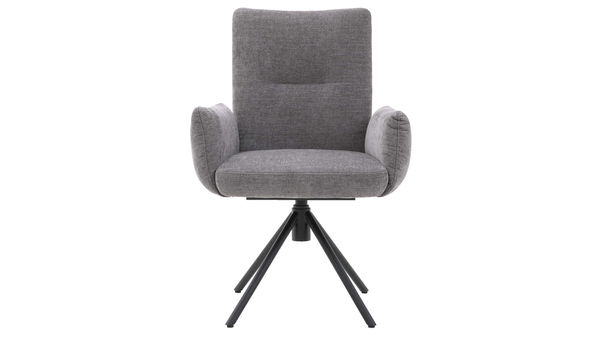 Polsterstuhl Interliving aus Stoff in Grau Interliving Esszimmer Serie 5504 - Armlehnstuhl grauer Bezug Concrete DCT 99 & schwarzer Drehfuß S 349