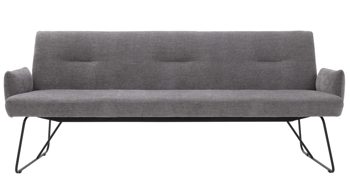 Polsterbank Interliving aus Stoff in Grau Interliving Esszimmer Serie 5504 - Polsterbank 230-200 grauer Bezug Concrete DCT 99 & schwarzes Kufengestell S 346 - Länge ca. 218 cm