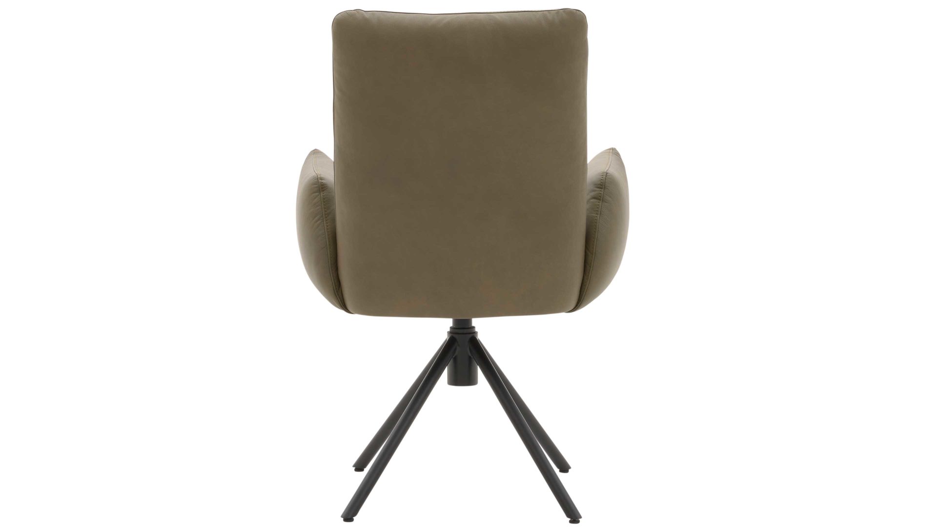 Polsterstuhl Interliving aus Leder in Grün Interliving Esszimmer Serie 5504 - Armlehnstuhl grünes Leder EVI 33 & schwarzer Drehfuß S 349