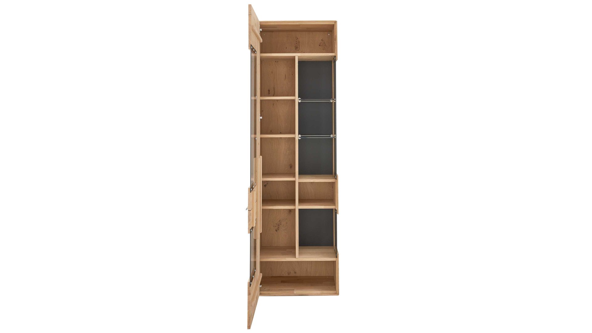 Vitrine Decker aus Holz in Holzfarben Vitrinenschrank biancofarbene Asteiche – Höhe ca. 206 cm