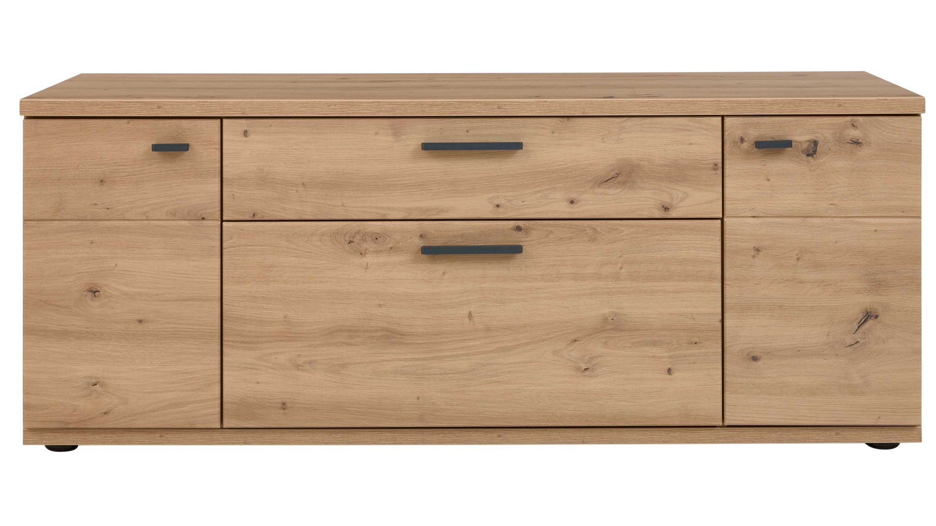 Wohnwand Interliving aus Holz in Holzfarben Interliving Wohnzimmer Serie 2110 - Wohnwand Alteiche - fünfteilig, Breite ca. 330 cm