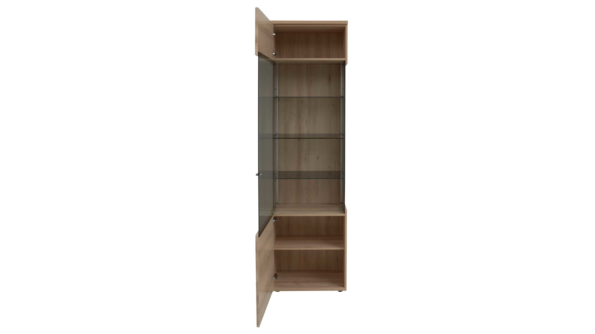 Vitrine Interliving aus Holz in Holzfarben Hell Interliving Wohnzimmer Serie 2110 - Vitrine A060.752 Naturbuche - eine Tür, Höhe ca. 216 cm