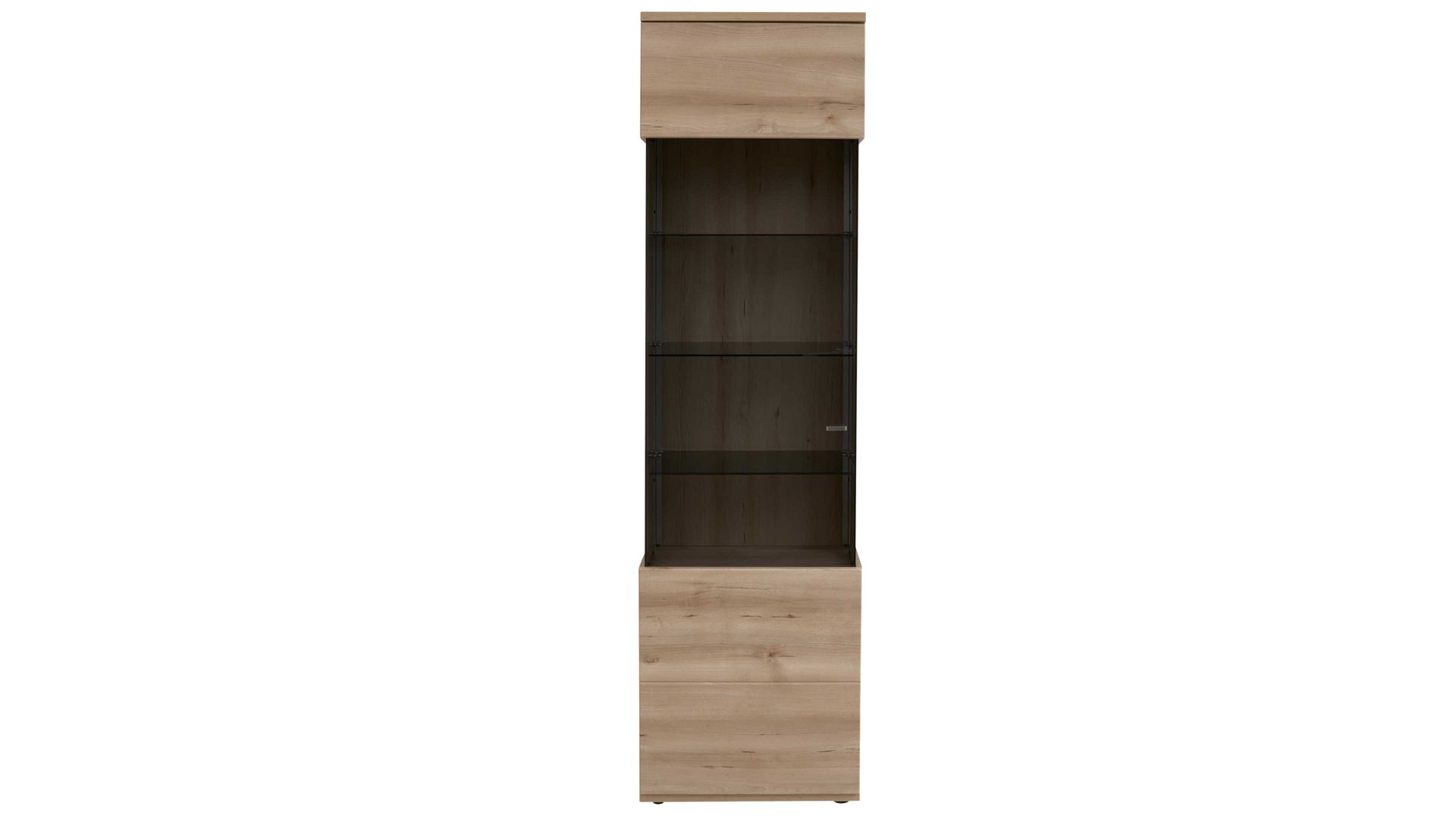 Vitrine Interliving aus Holz in Holzfarben Hell Interliving Wohnzimmer Serie 2110 - Vitrine A060.752 Naturbuche - eine Tür, Höhe ca. 216 cm