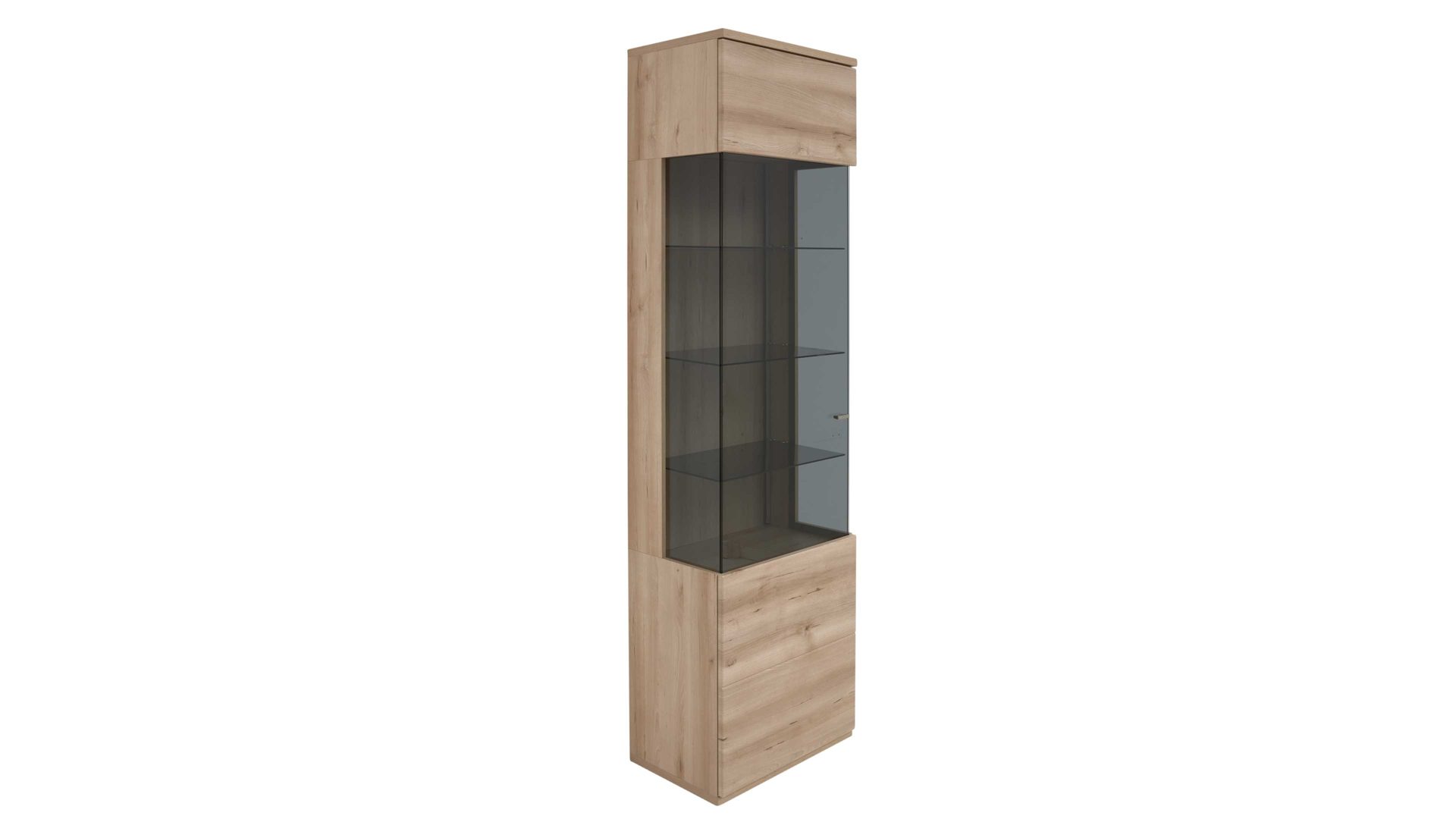Vitrine Interliving aus Holz in Holzfarben Hell Interliving Wohnzimmer Serie 2110 - Vitrine A060.752 Naturbuche - eine Tür, Höhe ca. 216 cm