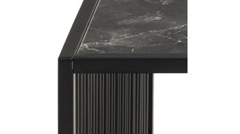 Couchtisch Actona group aus MDF in Schwarz Couchtisch Strington rauchfarbenes Glas & schwarze Marmoroptik, schwarzes Metallgestell - ca. 80 x 80 cm