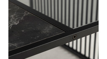 Couchtisch Actona group aus MDF in Schwarz Couchtisch Strington rauchfarbenes Glas & schwarze Marmoroptik, schwarzes Metallgestell - ca. 80 x 80 cm
