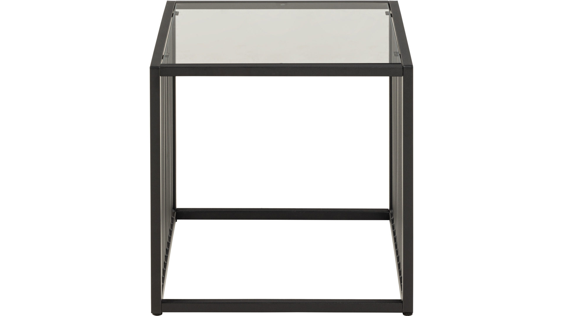 Beistelltisch Actona group aus Glas in Schwarz Beistelltisch Strington rauchfarbenes Glas & schwarzes Metallgestell