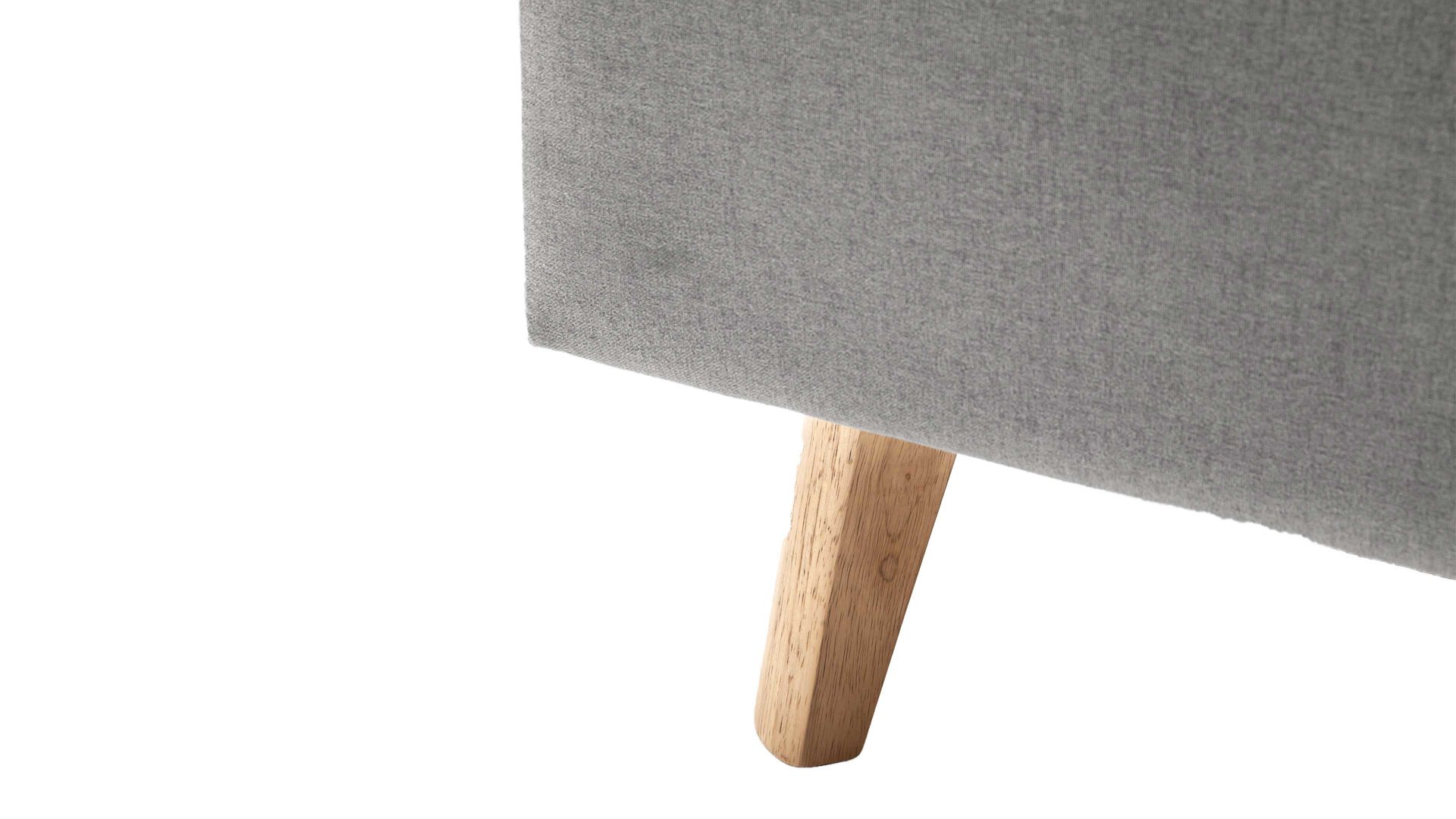 Bettgestell Meise.möbel aus Stoff in Hellgrau Polsterbettgestell Frieda mit Bettkasten hellgrauer Bezug Sawana 21 & eichefarbene Holzfüße - Liegefläche ca. 160 x 200 cm