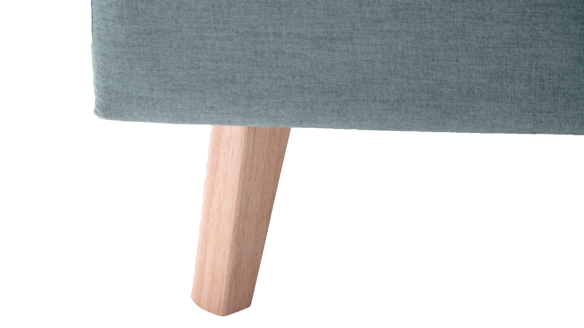 Bettgestell Meise.möbel aus Stoff in Blau Polsterbettgestell Frieda eisblauer Bezug Sawana 72 & eichefarbene Holzfüße - Liegefläche ca. 160 x 200 cm