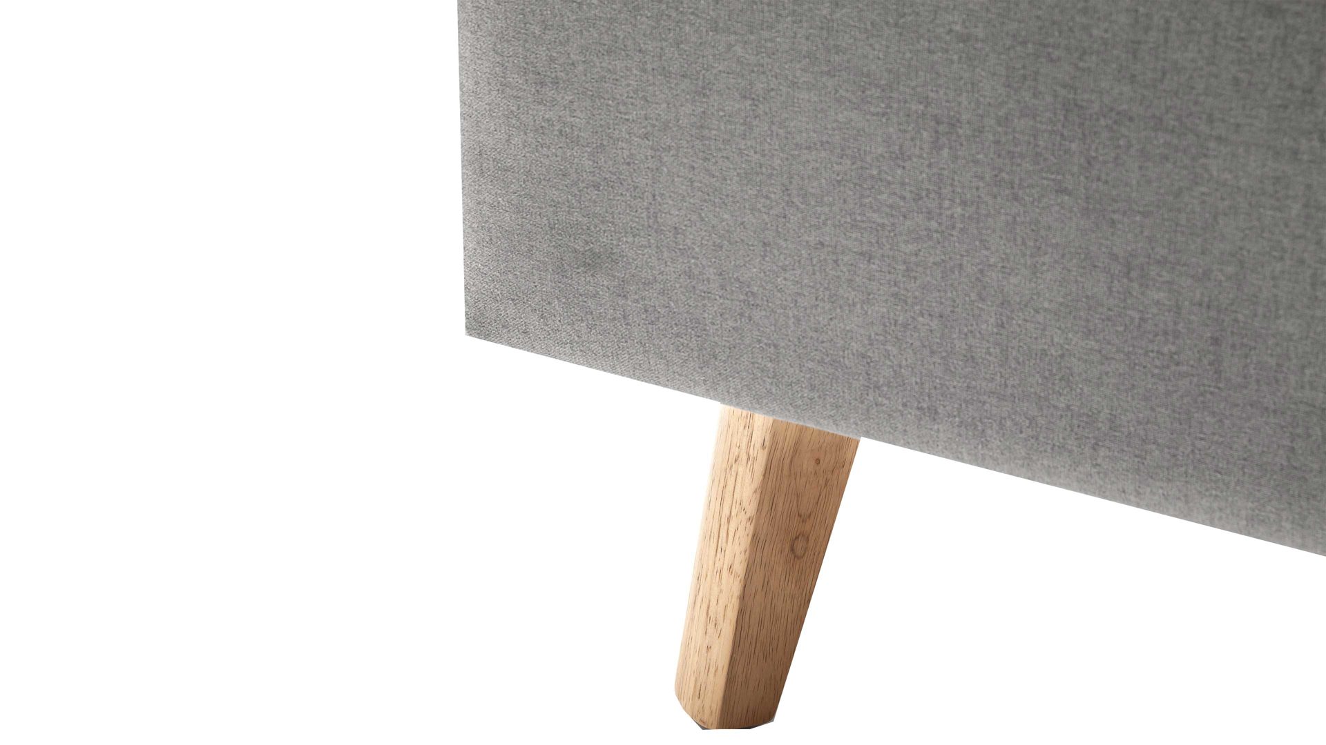 Bettgestell Meise.möbel aus Stoff in Hellgrau Polsterbettgestell Frieda hellgrauer Bezug Sawana 21 & eichefarbene Holzfüße - Liegefläche ca. 160 x 200 cm