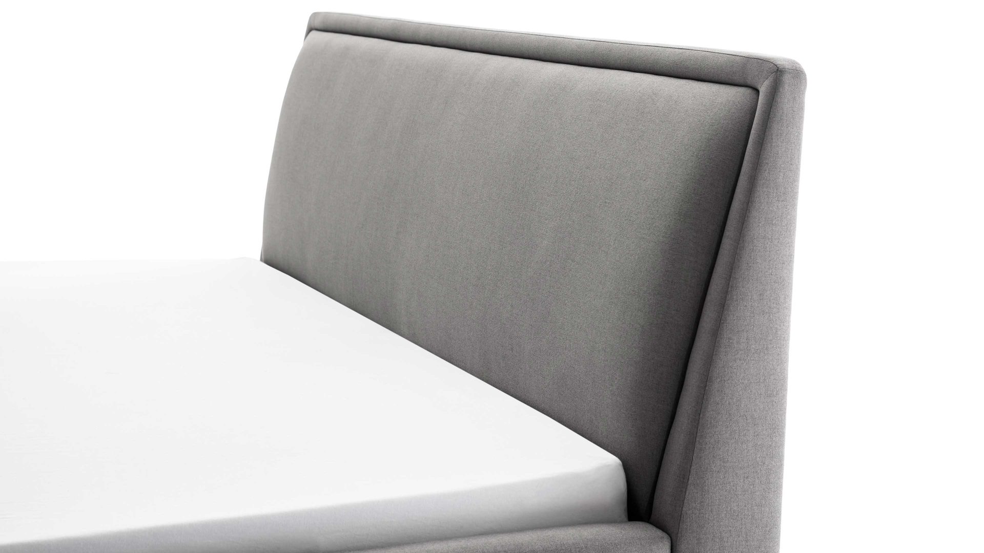 Bettgestell Meise.möbel aus Stoff in Hellgrau Polsterbettgestell Frieda hellgrauer Bezug Sawana 21 & eichefarbene Holzfüße - Liegefläche ca. 160 x 200 cm