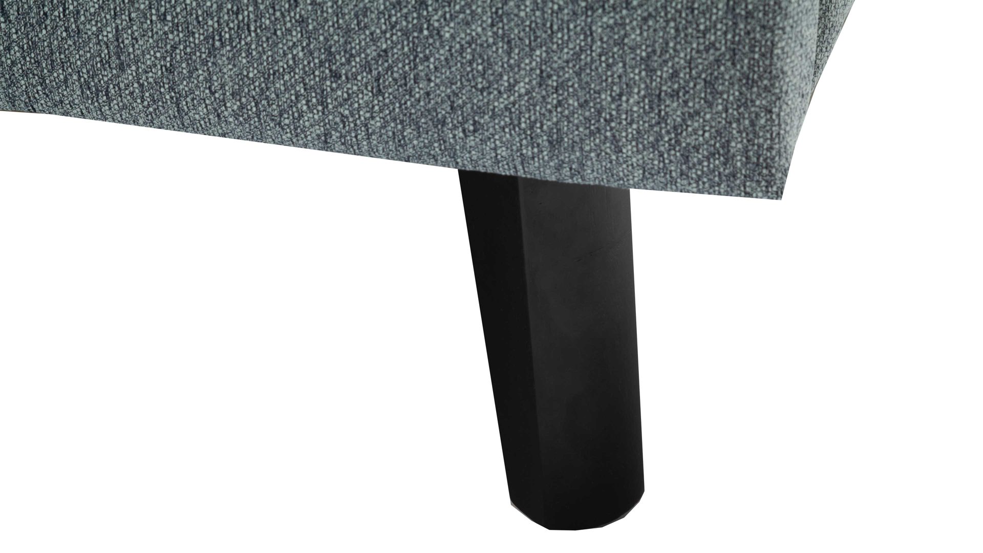 Bettgestell Meise.möbel aus Stoff in Blau Polsterbettgestell Frieda oceanfarbener Bezug Stelar 39 & schwarze Holzfüße - Liegefläche ca. 160 x 200 cm