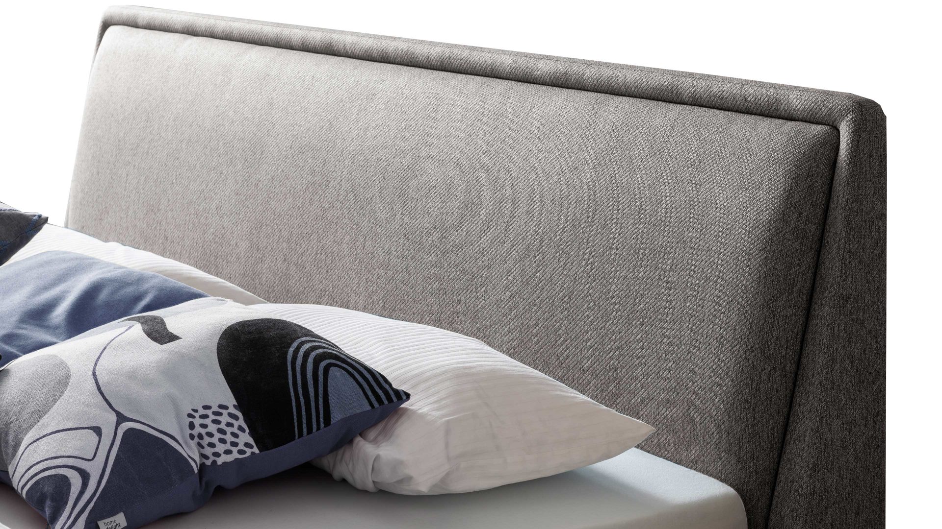 Bettgestell Meise.möbel aus Stoff in Grau Polsterbettgestell Frieda grauer Bezug Stelar 92 & schwarze Holzfüße - Liegefläche ca. 160 x 200 cm