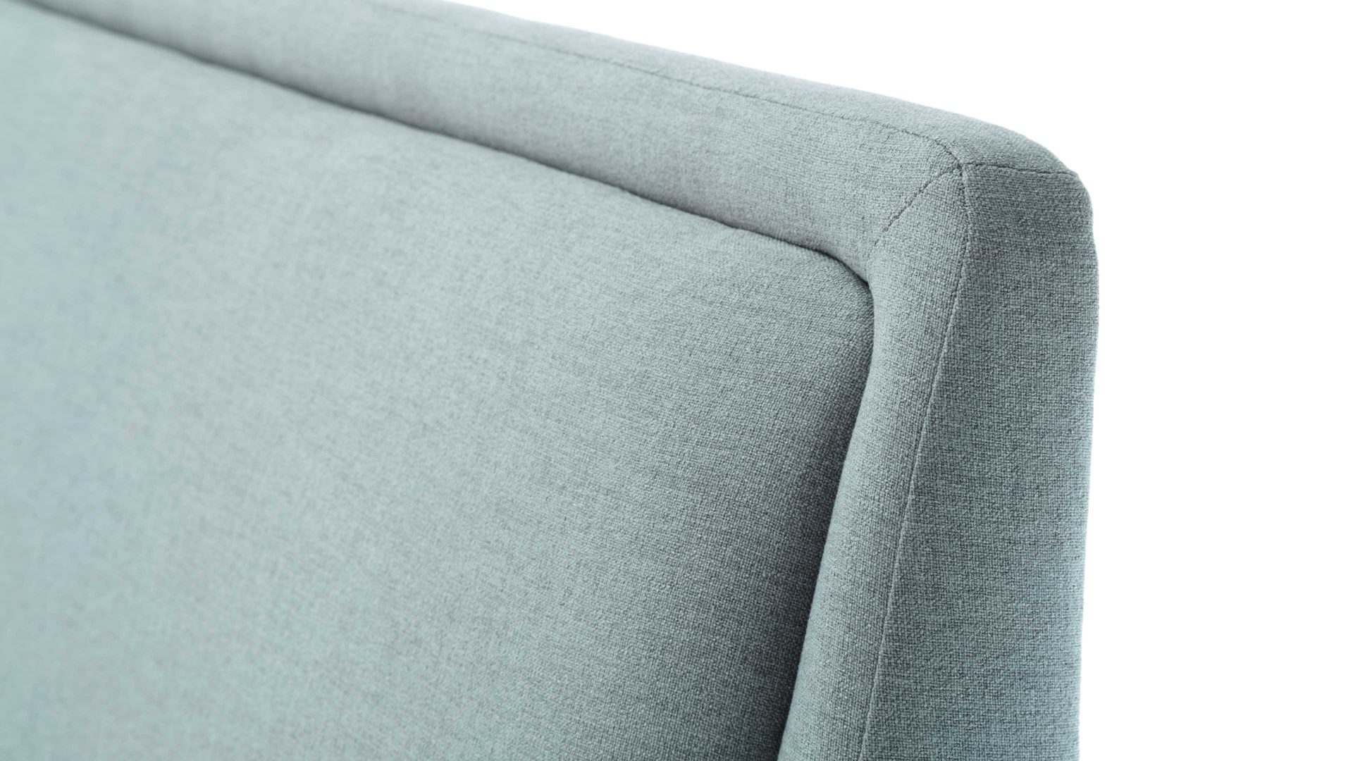 Bettgestell Meise.möbel aus Stoff in Blau Polsterbettgestell Frieda eisblauer Bezug Sawana 72 & schwarze Holzfüße - Liegefläche ca. 180 x 200 cm