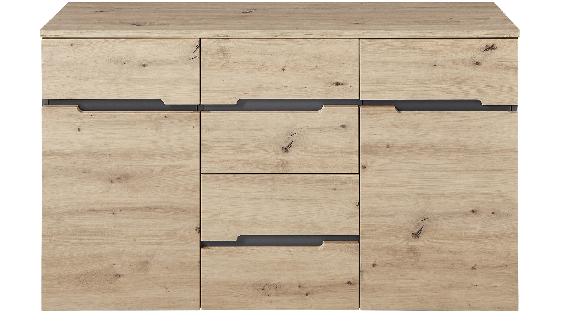 Kommode Innostyle aus Holz in Holzfarben Kommodenserie Memphis Artisan Eiche & Graphit - Breite ca. 135 cm