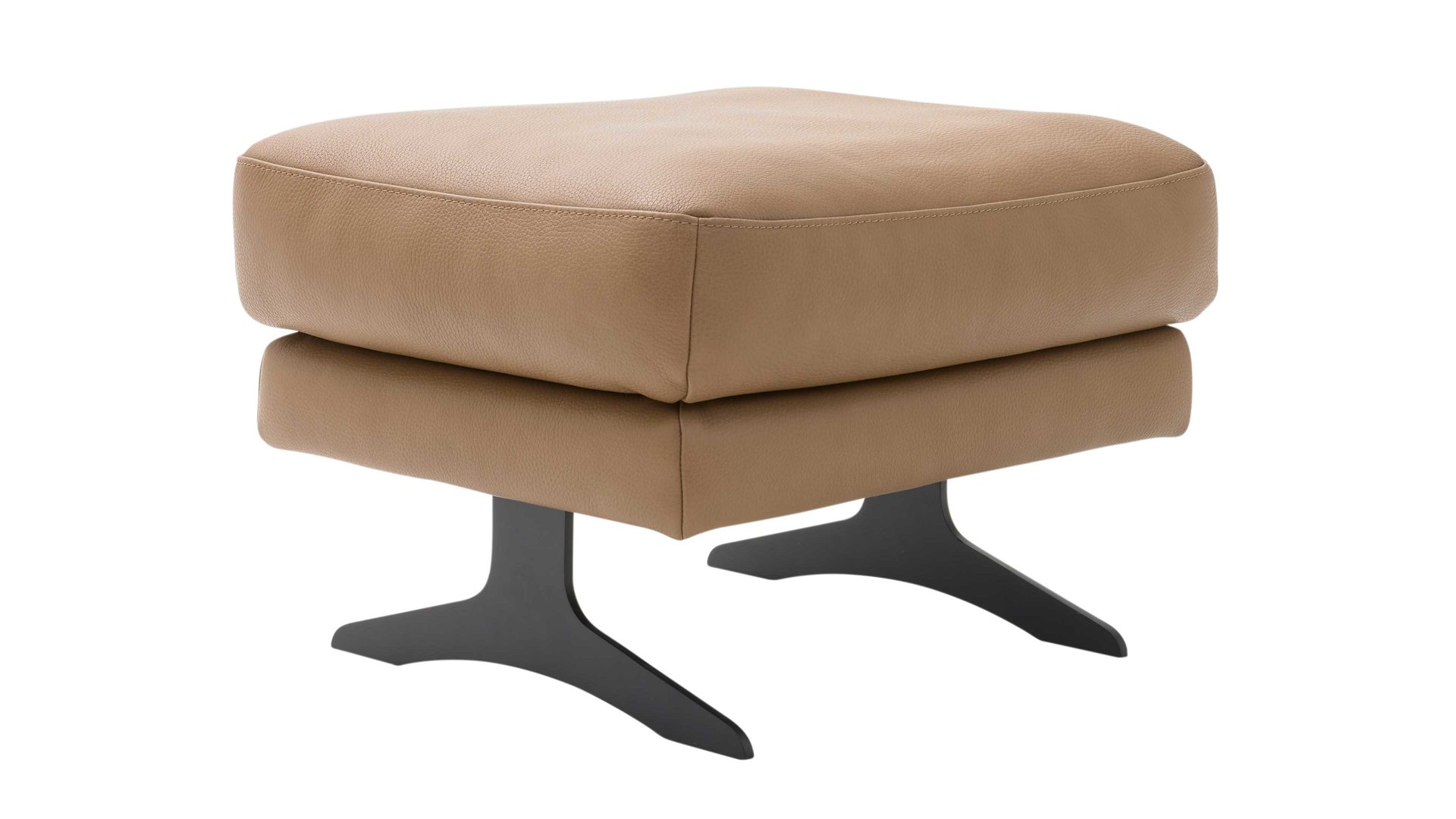 Polsterhocker Interliving aus Leder in Hellbraun Interliving Sofa Serie 4004 - Hocker G70 fangofarbenes LongLife-Leder Z84-21 - ca. 70 x 60 cm