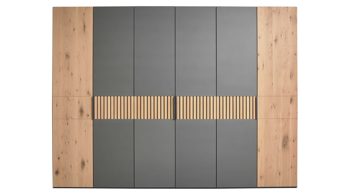 Kleiderschrank Interliving aus Holz in Holzfarben Interliving Schlafzimmer Serie 1029 – Kleiderschrank 528064 Wildeiche & Graphit - sechstürig, Breite ca. 299 cm
