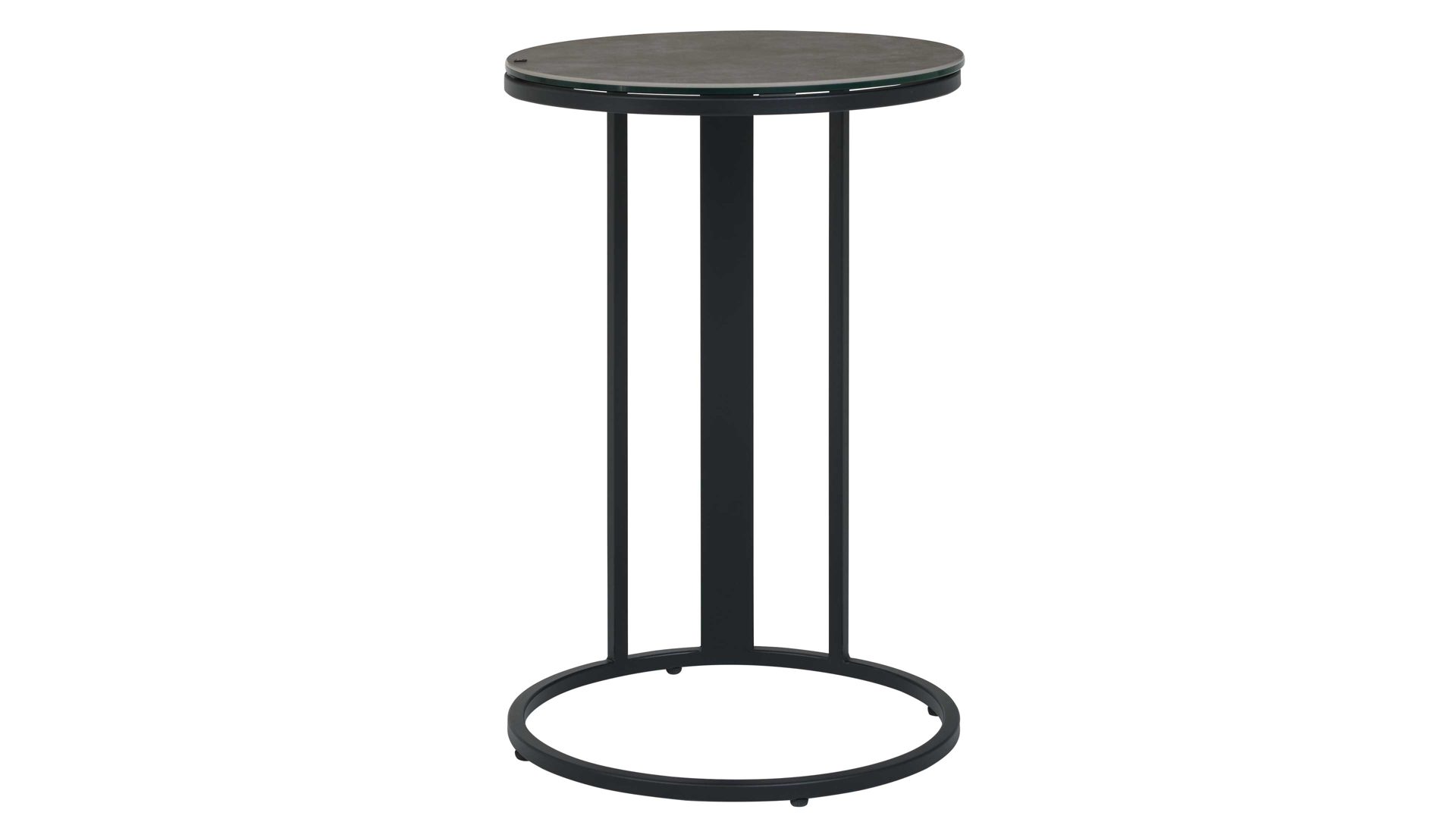 Beistelltisch Interliving aus Keramik in Grau Interliving Couchtisch Serie 6220 - Beistelltisch zementgraue Keramik & schwarzer Stahl  - Durchmesser ca. 40 cm