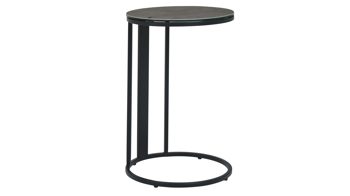 Beistelltisch Interliving aus Keramik in Grau Interliving Couchtisch Serie 6220 - Beistelltisch ET069AR zementgraue Keramik & schwarzer Stahl  - Durchmesser ca. 40 cm