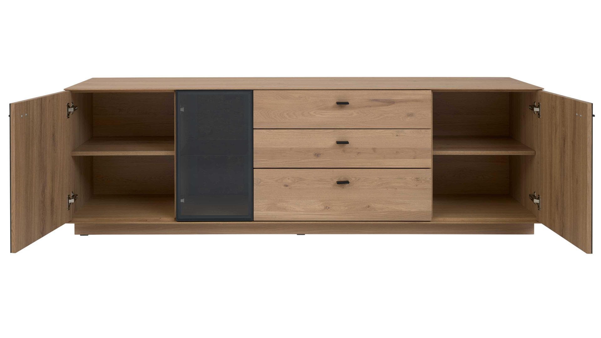 Lowboard Interliving aus Holz in Holzfarben Interliving Wohnzimmer Serie 2025 - Lowboard Wildeiche, Anthrazit & Kork - Breite ca. 195 cm