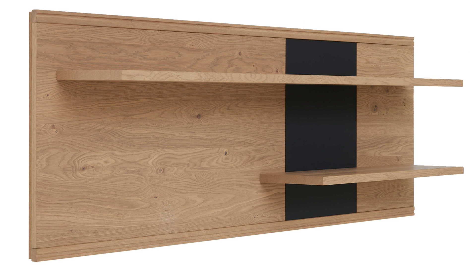 Wohnwand Interliving aus Holz in Holzfarben Interliving Wohnzimmer Serie 2025 - Wohnwand 83 Wildeiche, Anthrazit & Kork - dreiteilig, Breite ca. 325 cm