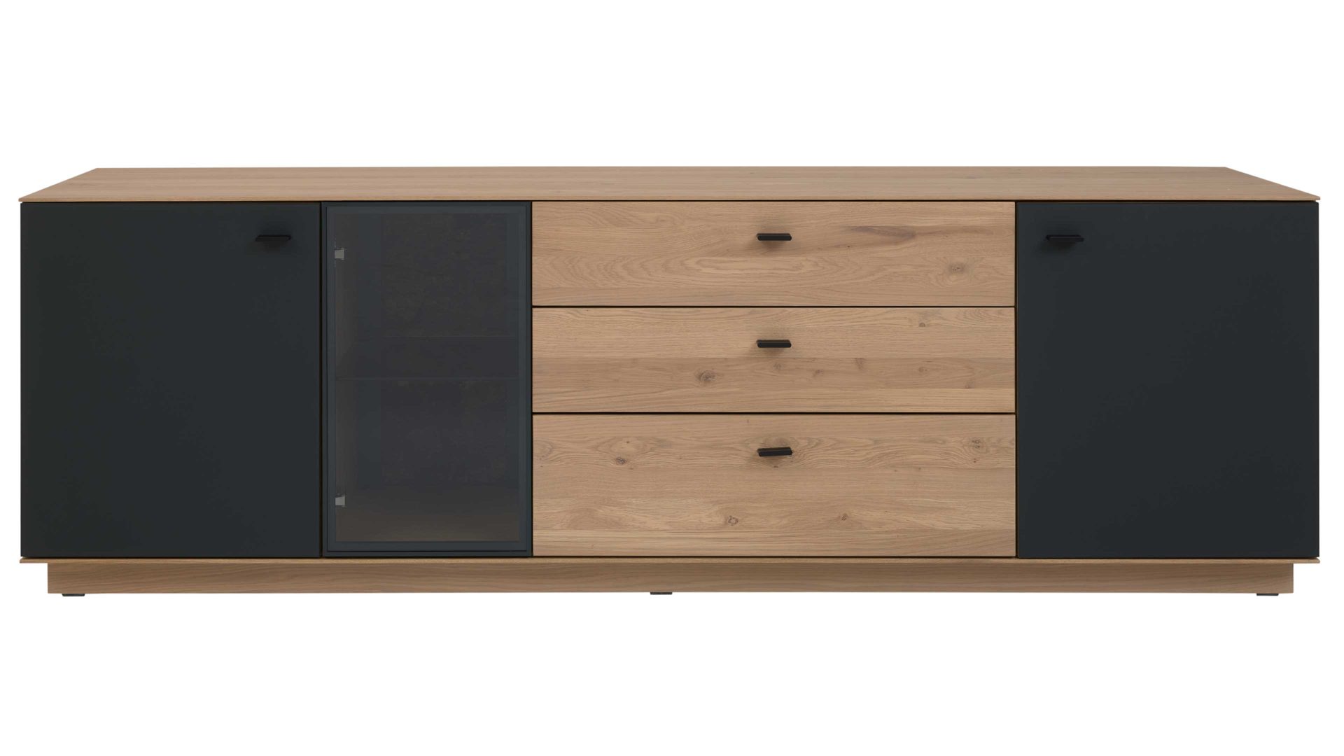 Lowboard Interliving aus Holz in Holzfarben Interliving Wohnzimmer Serie 2025 - Lowboard Wildeiche, Anthrazit & Kork - Breite ca. 195 cm