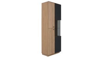 Wohnwand Interliving aus Holz in Holzfarben Interliving Wohnzimmer Serie 2025 - Wohnwand Wildeiche, Anthrazit & Kork - vierteilig, Breite ca. 325 cm