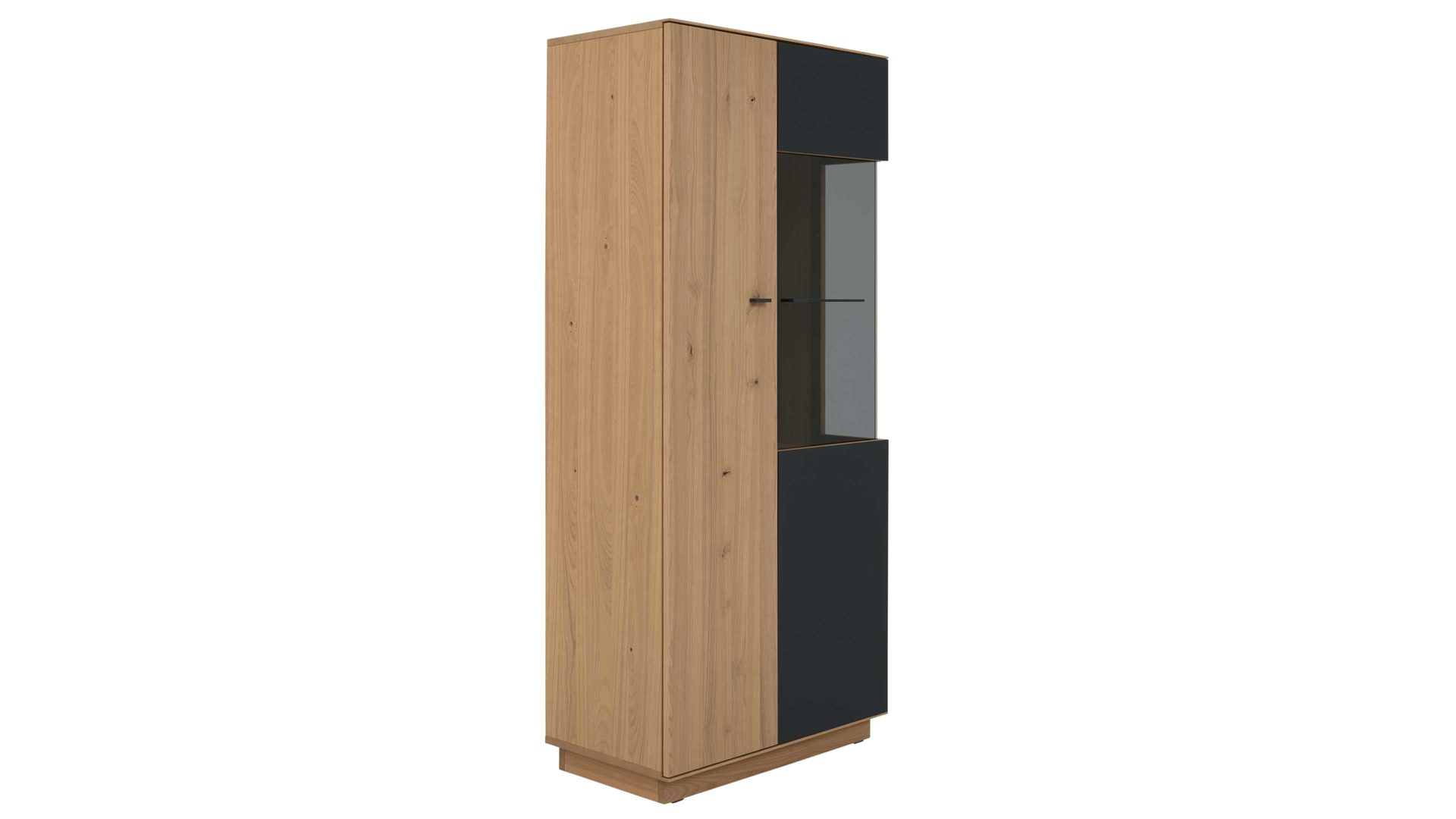 Wohnwand Interliving aus Holz in Holzfarben Interliving Wohnzimmer Serie 2025 - Wohnwand 82 Wildeiche, Anthrazit & Kork - vierteilig, Breite ca. 325 cm