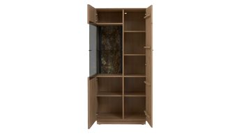 Wohnwand Interliving aus Holz in Holzfarben Interliving Wohnzimmer Serie 2025 - Wohnwand 82 Wildeiche, Anthrazit & Kork - vierteilig, Breite ca. 325 cm