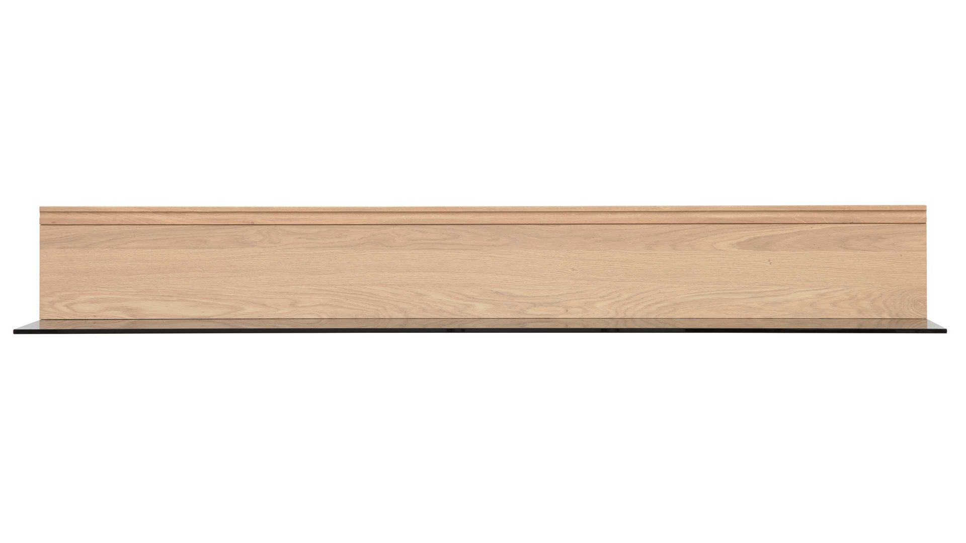 Wandregal Interliving aus Holz in Holzfarben Interliving Wohnzimmer Serie 2025 - Wandregal Wildeiche & Parsolglas - Länge ca. 150 cm