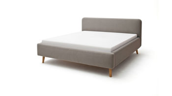 Bettgestell Meise.möbel aus Stoff in Taupe Polsterbettgestell Mattis taupefarbenes  Flachgewebe Aspen 23 & Holzfüße - Liegefläche ca. 160 x 200 cm