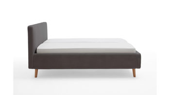 Bettgestell Meise.möbel aus Stoff in Grau Polsterbettgestell Mattis grauer Breitcord Poso 22 & Holzfüße - Liegefläche ca. 180 x 200 cm