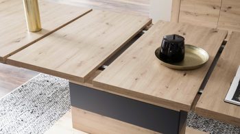 Auszugtisch Mca furniture aus Holz in Anthrazit Wohnprogramm Meran - Auszugtisch Meran Balkeneiche & Anthrazit - ca. 180-280 x 100 cm