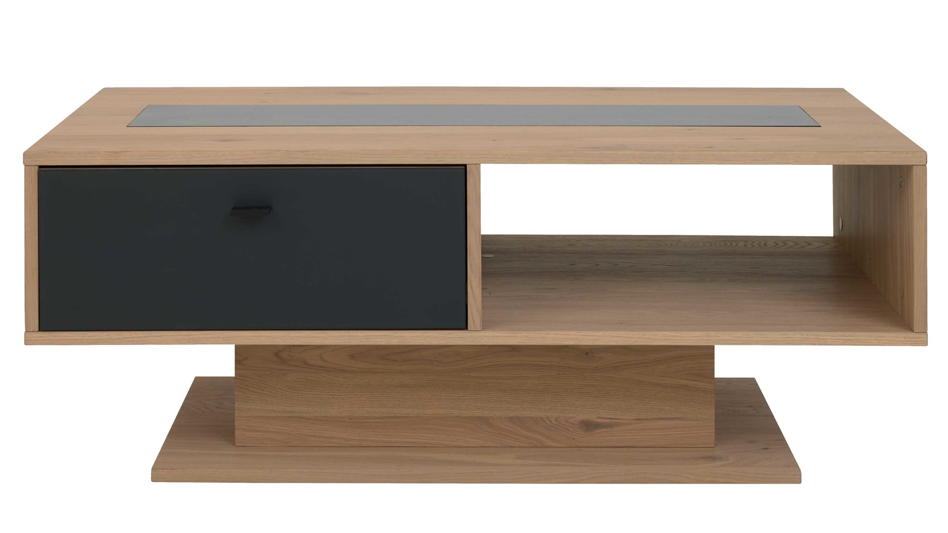 Couchtisch Interliving aus Holz in Holzfarben Interliving Wohnzimmer Serie 2025 - Couchtisch 02 Wildeiche, Anthrazit & Kork - ca. 115 x 65 cm