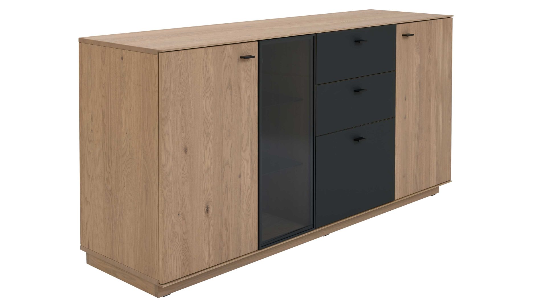 Sideboard Interliving aus Holz in Holzfarben Interliving Wohnzimmer Serie 2025 - Sideboard Wildeiche, Anthrazit & Kork - vier Türen, zwei Schubladen, Breite ca. 175 cm