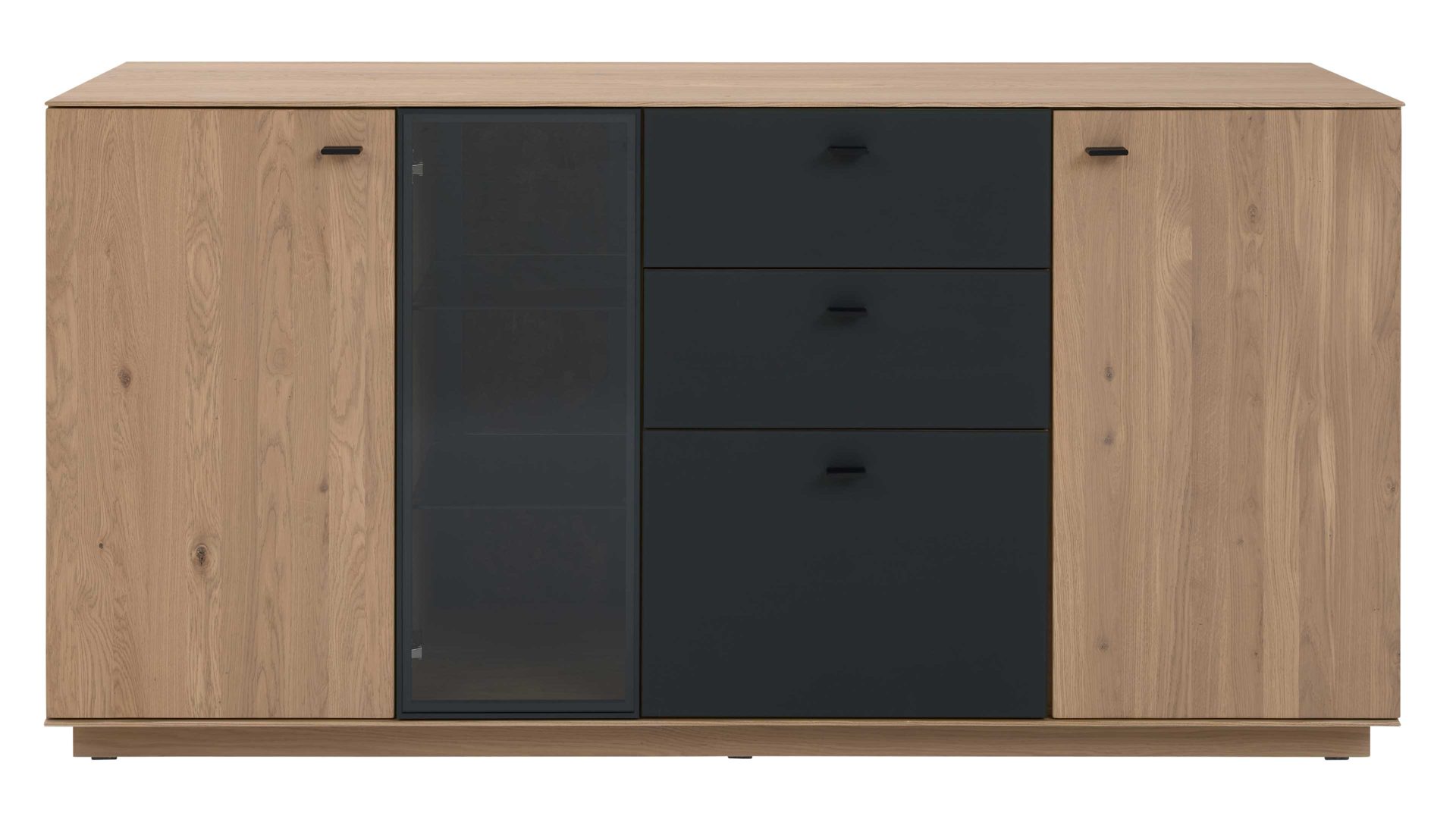 Sideboard Interliving aus Holz in Holzfarben Interliving Wohnzimmer Serie 2025 - Sideboard Wildeiche, Anthrazit & Kork - vier Türen, zwei Schubladen, Breite ca. 175 cm