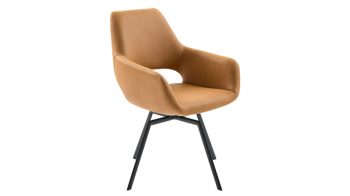 Polsterstuhl Interliving aus Kunstfaser in Orange Interliving Esszimmer Serie 5112 - Schalenstuhl kurkumafarbene Mikrofaser Gavin A3 & anthrazitfarbenes Metall