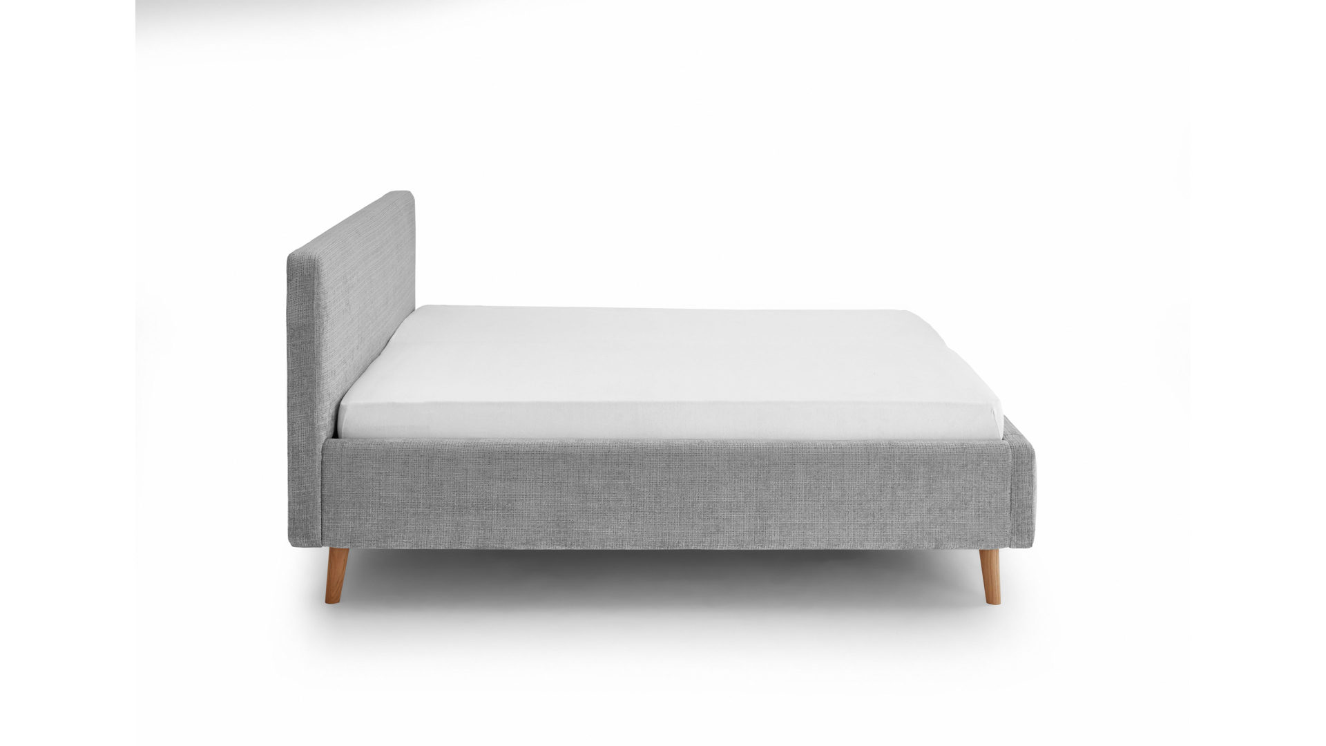 Bettgestell Meise.möbel aus Stoff in Grau Polsterbettgestell Mattis grauer Chenille Bezug Yunus 20 & Holzfüße - Liegefläche ca. 140 x 200 cm