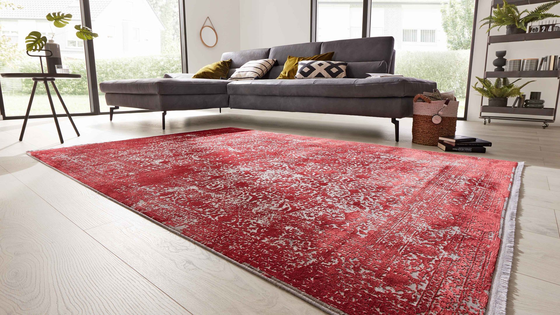 Webteppich Interliving aus Mischgewebe in Rot Interliving Teppich Serie L-8710 Rot – ca. 80 x 150 cm