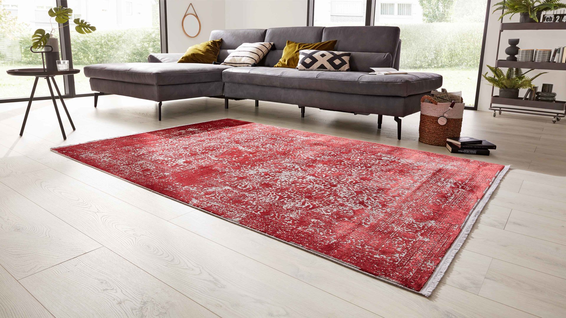 Webteppich Interliving aus Mischgewebe in Rot Interliving Teppich Serie L-8710 Rot – ca. 140 x 200 cm