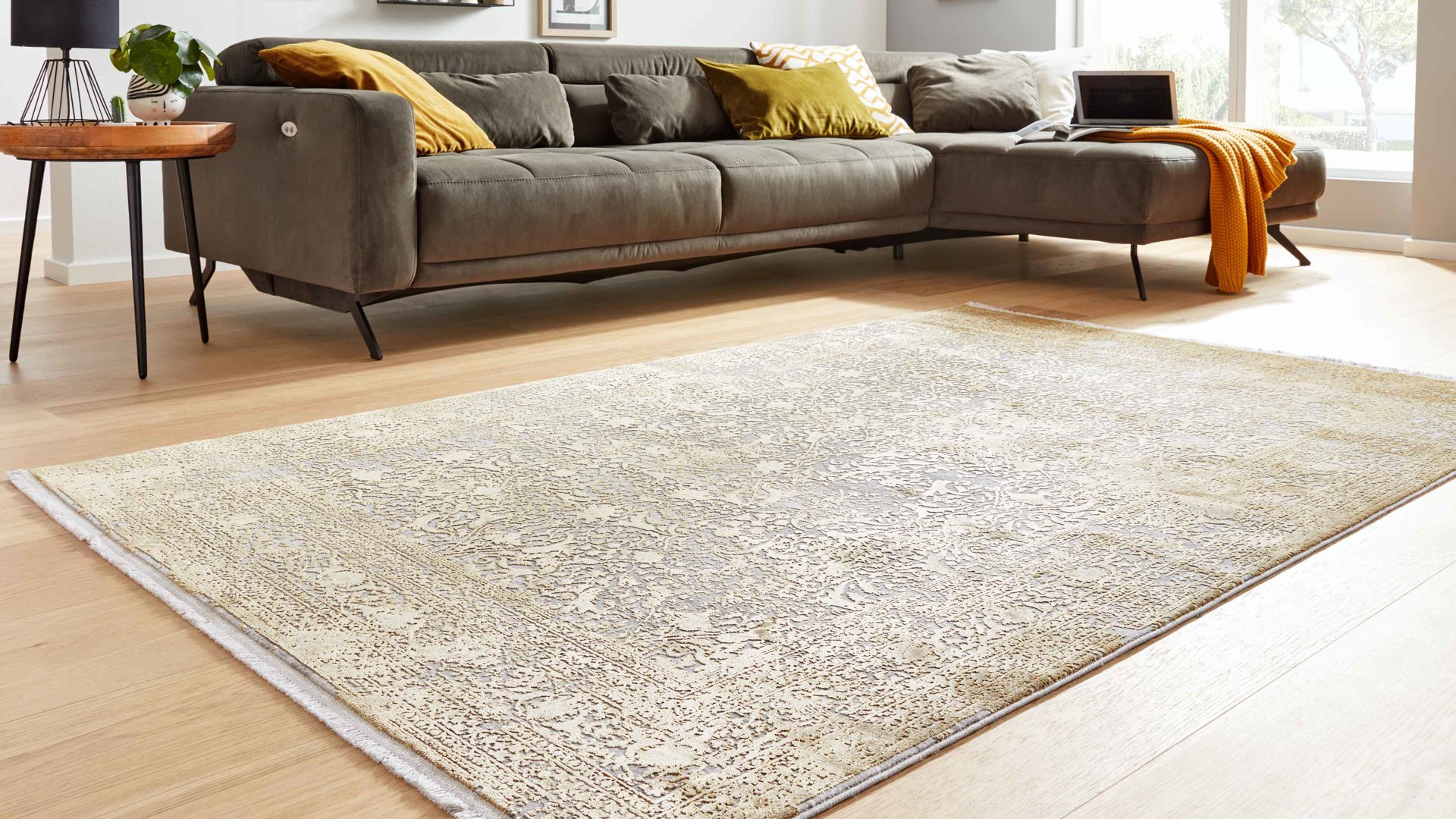 Webteppich Interliving aus Mischgewebe in Gold Interliving Teppich Serie L-8710 Gold – ca. 120 x 170 cm