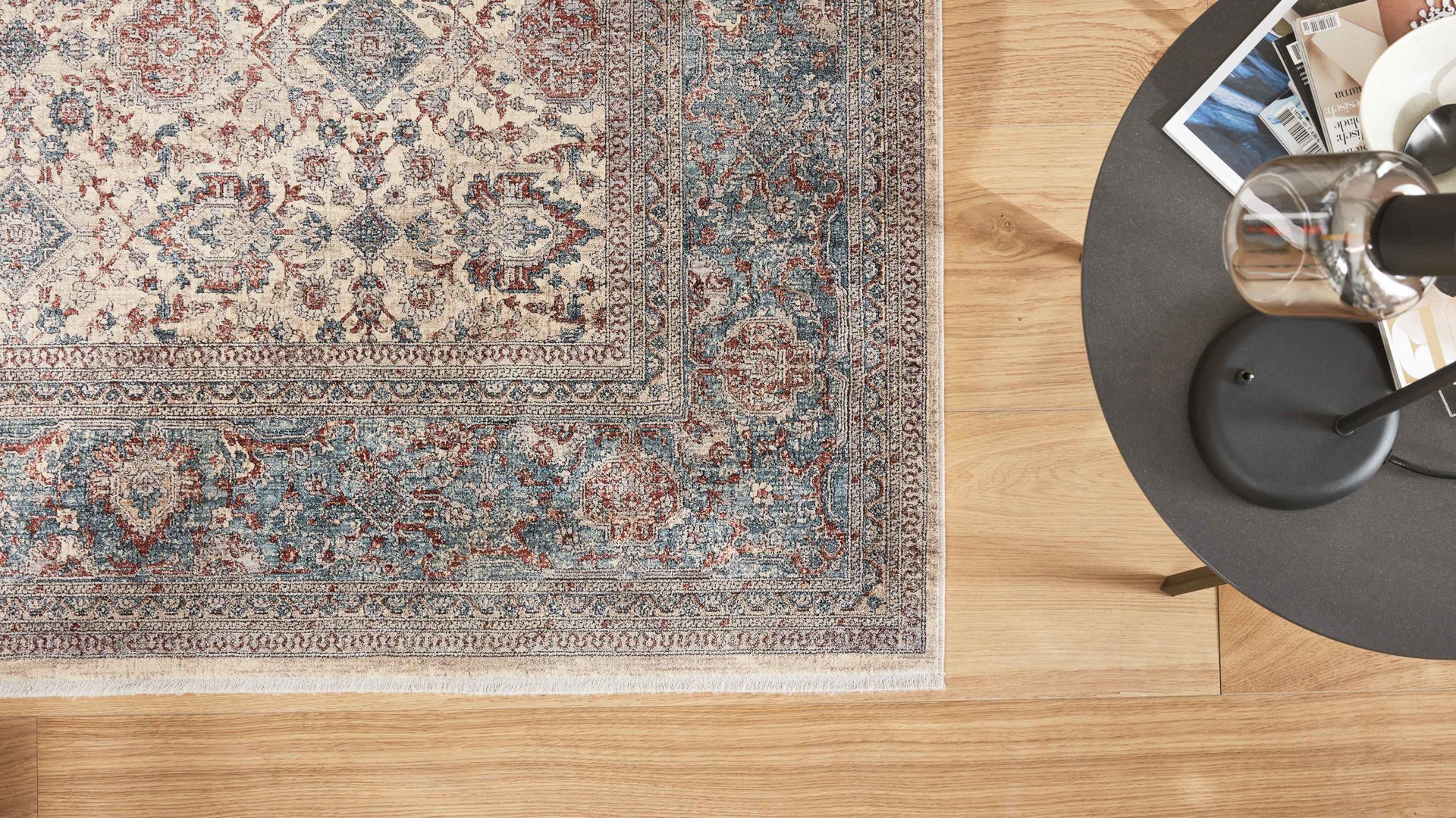 Webteppich Interliving aus Kunstfaser in Blau Interliving Teppich Serie L-8720 Creme-Blau – ca. 200 x 290 cm