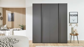 Kleiderschrank Interliving aus Holz in Dunkelgrau Interliving Kleiderschrank Serie 1207 – Kleiderschrank Manhattan - vier Türen, Breite ca. 200 cm