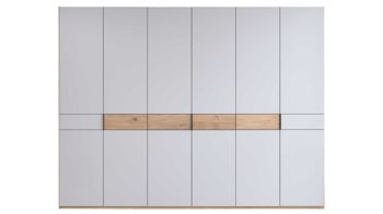 Kleiderschrank Interliving aus Holz in Hellgrau Interliving Kleiderschrank Serie 1207 – Kleiderschrank 975270 Satingrau & Wildeiche - sechs Türen, Breite ca. 269 cm