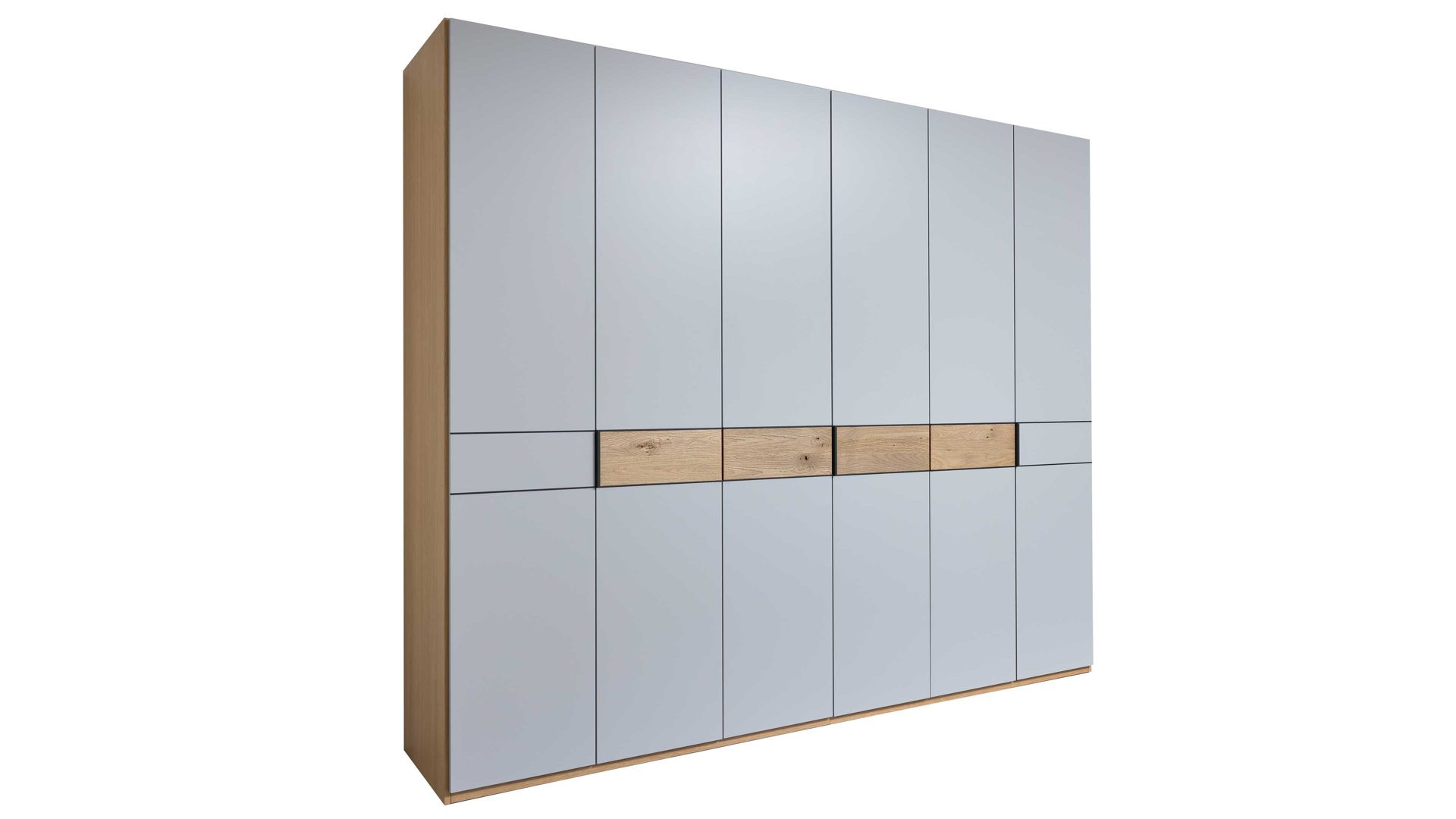 Kleiderschrank Interliving aus Holz in Grau Interliving Kleiderschrank Serie 1207 – Kleiderschrank Taupe & Balkeneiche - sechs Türen, Breite ca. 299 cm