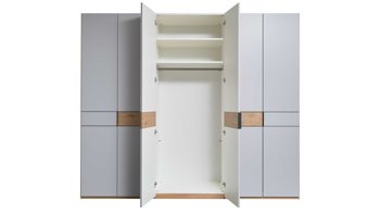 Kleiderschrank Interliving aus Holz in Grau Interliving Kleiderschrank Serie 1207 – Kleiderschrank 975300 Taupe & Balkeneiche - sechs Türen, Breite ca. 299 cm