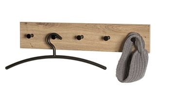 Wandgarderobe Haku aus MDF in Holzfarben Wandgarderobe Artisan Eiche & schwarzes Metall - ca. 60 x 12 cm